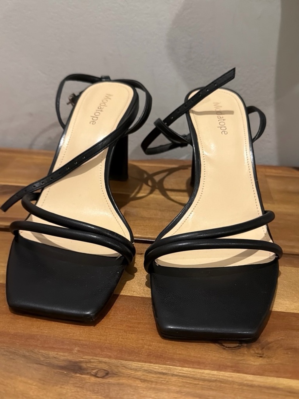 Women's Black Strappy Block Heel Sandals